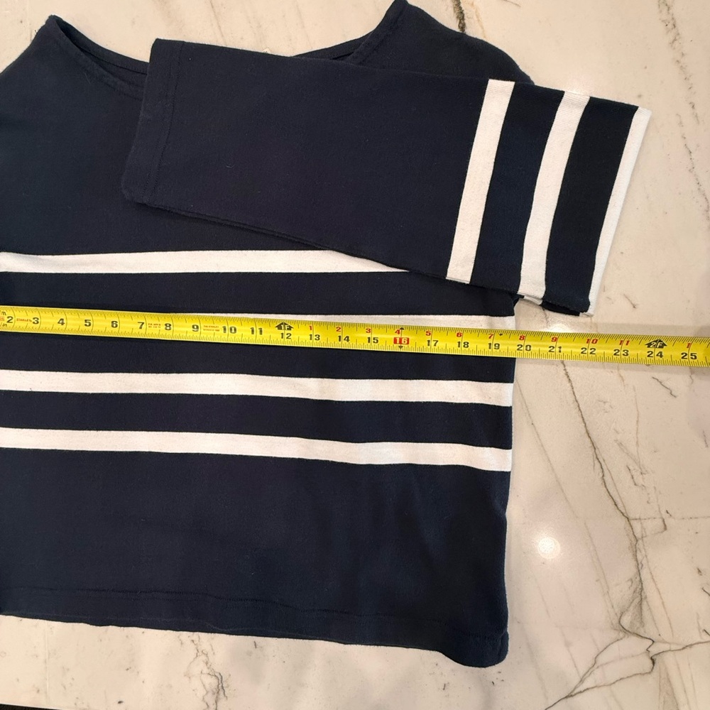 Faherty Navy Blue and White Boatneck Top - Picture 4 of 6